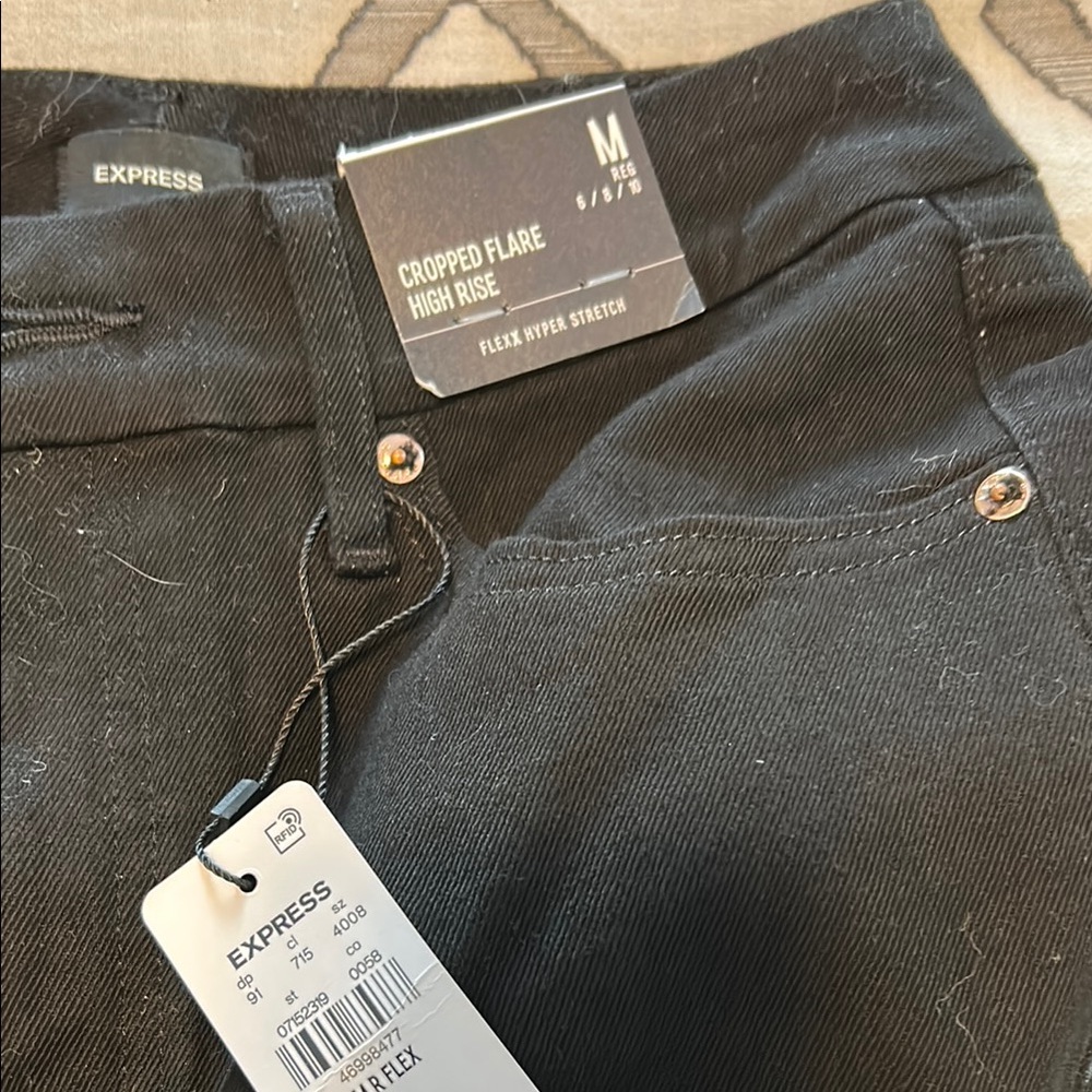 Express Black Cropped Flare Jeans